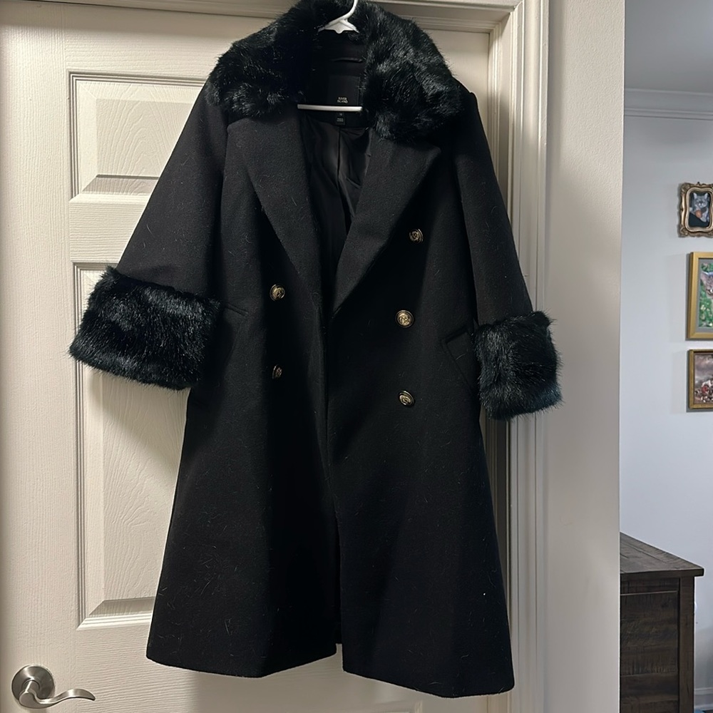 River Island faux fur trim coat